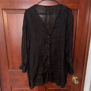 Massimo Dutti Black Linen Top Large